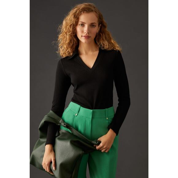 Anthropologie Dolan Ribbed V-Neck Top - New Size Medium - Picture 1 of 7